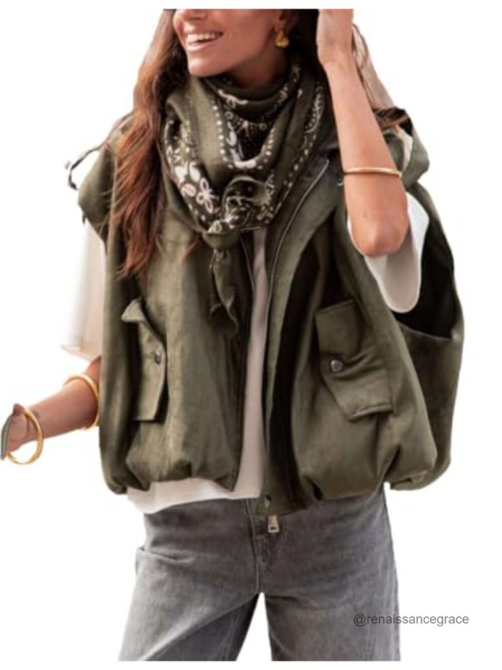 Faux Suede Sleeveless Vest Zip Up Lapel Loose Fit Casual Streetwear